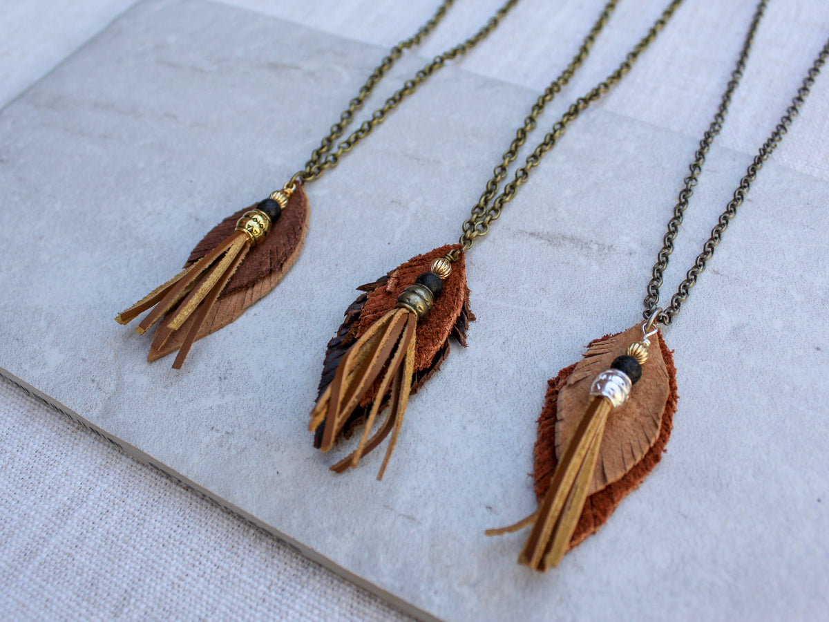 Leather Feather Necklace – Wyld Earth