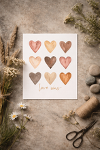 Load image into Gallery viewer, Heart Love Art Print 8x10 – Love Wins Watercolor Hearts Wall Art on Linen Texture Cardstock