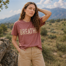 Load image into Gallery viewer, Breathe T-Shirt | Garment Dyed Cotton Graphic Tee – Brick