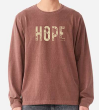 Load image into Gallery viewer, Hope Long Sleeve T-Shirt | Garment Dyed Cotton Graphic Tee – Washed Chestnut