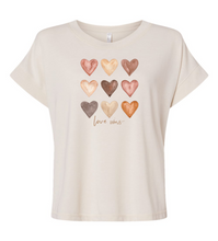 Load image into Gallery viewer, Heart Love Artwork Women’s Tee | Garment Washed Soft Graphic T-Shirt