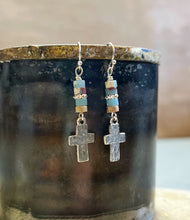 Load image into Gallery viewer, Textured Cross Drop Earrings