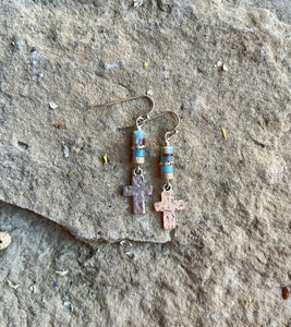 Textured Cross Drop Earrings