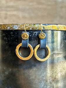 Circle Tab Leather Earrings