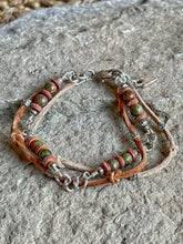 Load image into Gallery viewer, Unakite Leather Knot Bracelet