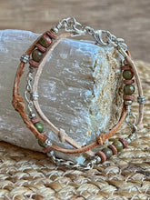 Load image into Gallery viewer, Unakite Leather Knot Bracelet