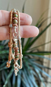 Unakite Leather Knot Bracelet