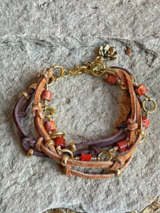 Red Jasper Leather Knot Bracelet